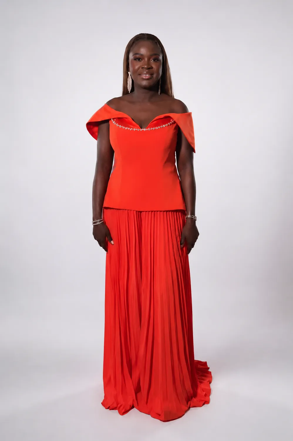 Scarlet Off-Shoulder Gown